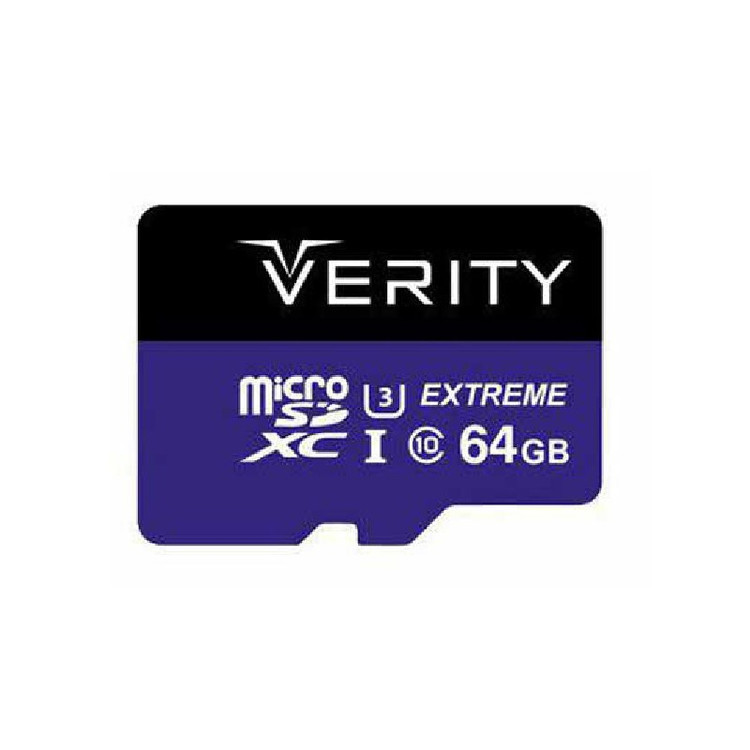 کارت حافظه میکرو اس دی 64 گیگابات وریتی به همراه اداپتور - Verity Class10 UHS-I U3 80MBps microSDHC With Adapter 64GB