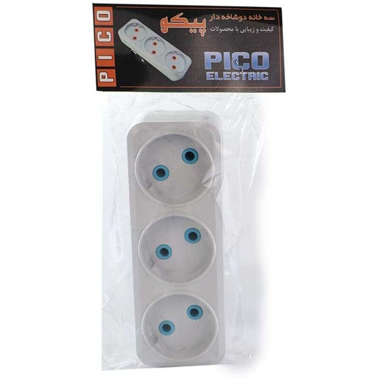 سه راهی دو شاخه دار دیواری پیکو - Pico Electric 3 Way Electricity Adapter
