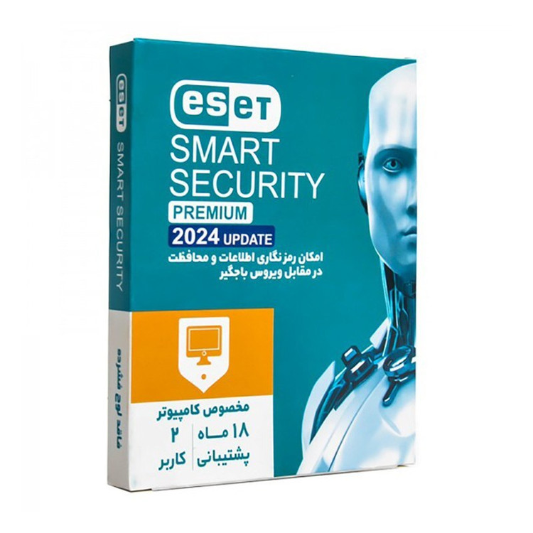 آنتی ویروس اورجینال اسمارت سکیوریتی پرمیوم کامپیوتر 2 کاربره 18 ماه بسته 100 تایی - ESET Smart Security Premium 2024 PC