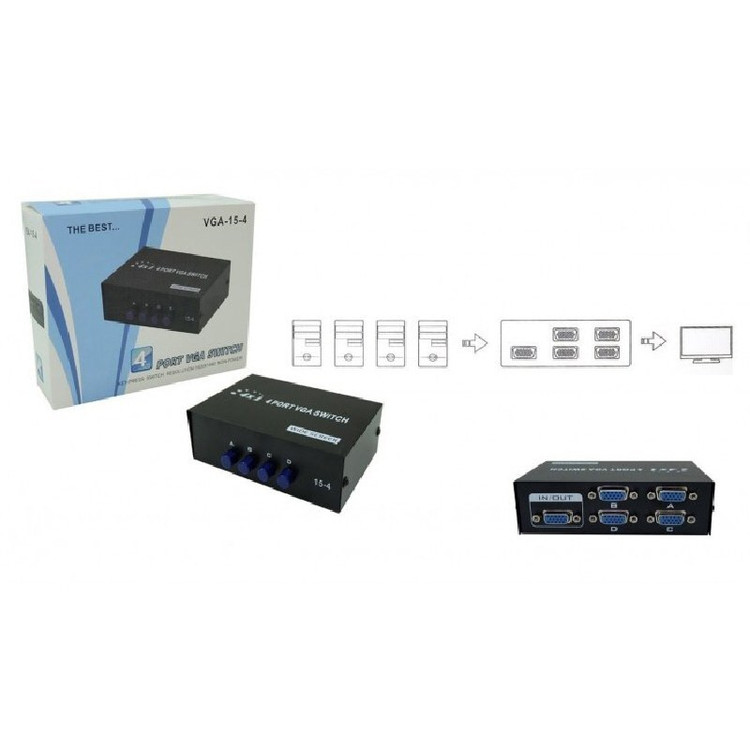 سوییچ چهار پورت VGA مدل VGA-15-4 ا Four Port VGA Switch