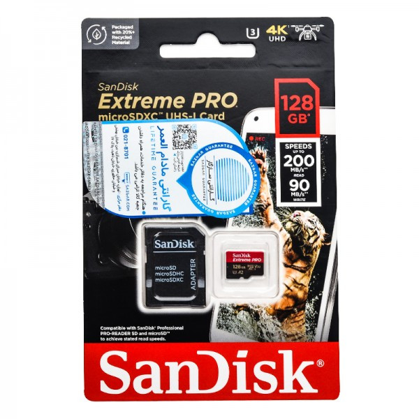 رم سن دیسک مدل 128GB Extreme Pro 200MB/S خشاب دار