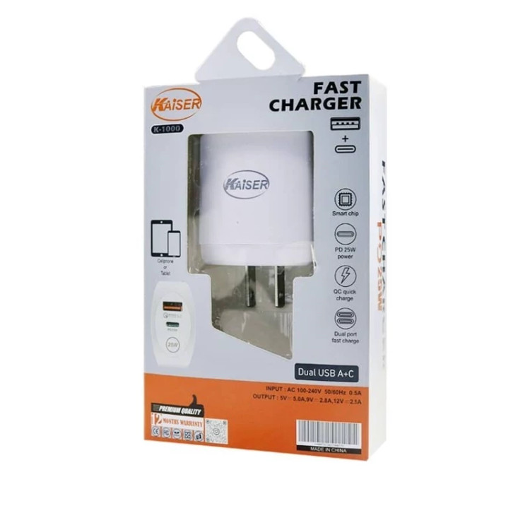 کلگی شارژر 25 وات 2 پورت کایزر مدل K-1000
