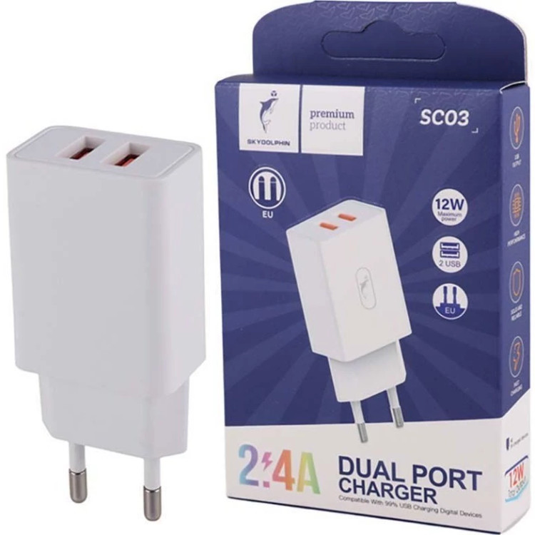 کلگی شارژر 2.4 آمپر دو پورت SKYDOLPHIN SC03