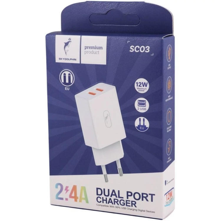 کلگی شارژر 2.4 آمپر دو پورت SKYDOLPHIN SC03