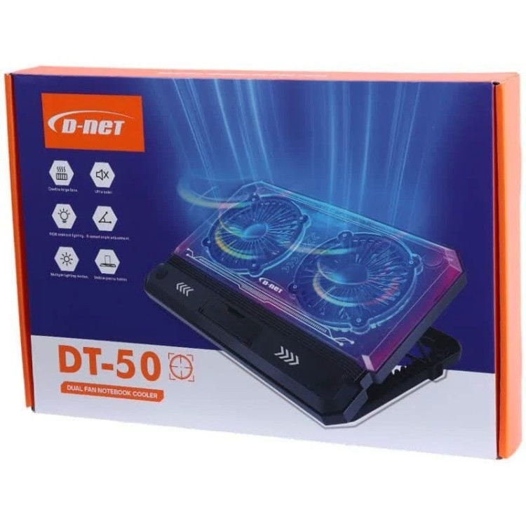 کول پد شیشه ای لپتاپ 2 فن D-NET مدل DT-50