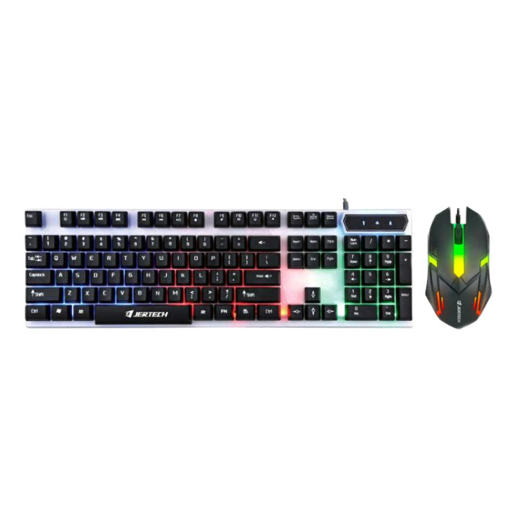 کیبورد و موس گیمینگ سیم دار بک لایت RGB برند جرتک مدل STARS KM170